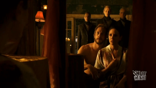 The Una Mens walk in on Dyson and Bo talking about The Wanderer after having sex - despite them being Light and Dark Fae respectively. 