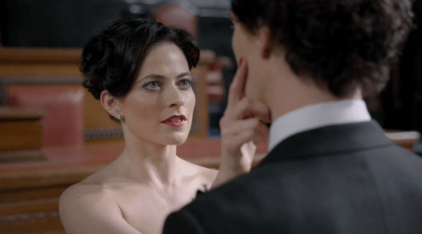 Irene Addler makes a brief cameo in this episode, clearly still very much on Sherlock's mind. 