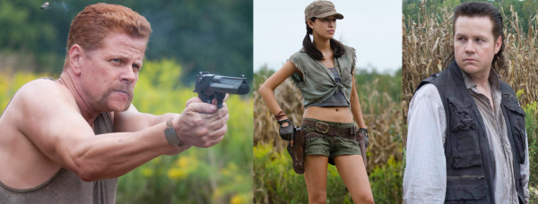 (From LEft to Right) Abraham Ford, Rosita, and Eugene