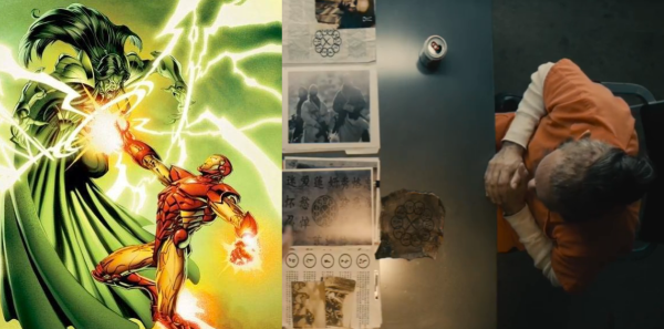 Trevor is shown proof that the terrorist organization known as The Ten Rings is real, as well as their boss - the real Mandarin (left).