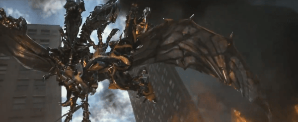 Bumblebee leaps from one danger into another . . . or this ferocious transformer trying to save him?