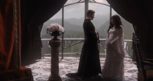 Maybe it’s the fact that she’s holding her stomach or the costume, but Snow already looks quite pregnant