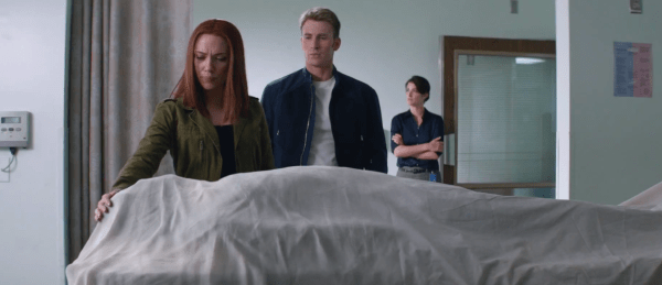 Unlike the film, the body in the initial trailer was fully covered as to not give anything away.