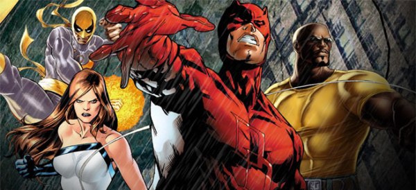 From left to right: Iron Fist, Jessica, Daredevil, Luke Cage