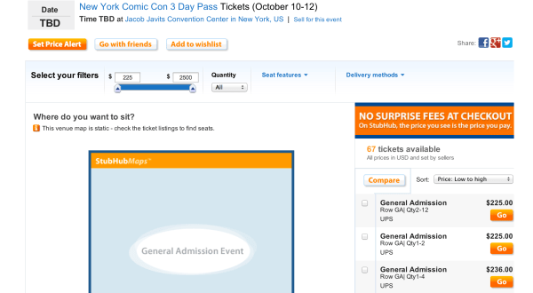 Looks like Stud Hub didn't have any problems getting tickets . . . and raising the price from $65 to 200+