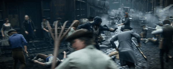 Arno swiftly pushes his way through an active battlefield to find a better way across