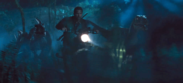 Even if the raptors don't have feathers, this is still a pretty cool shot