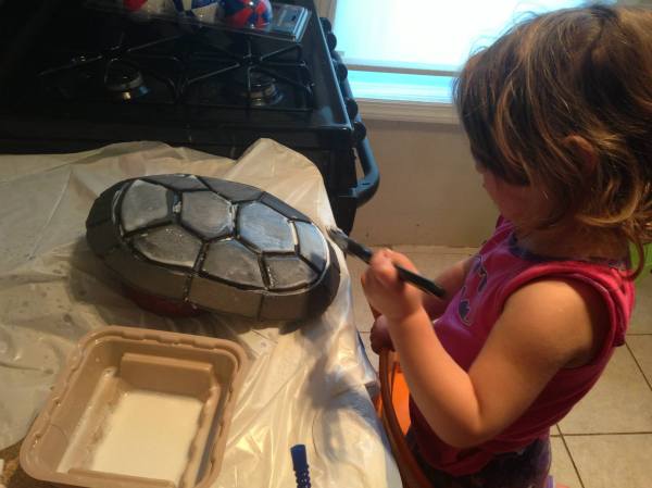 Tiz helping with a Ninja Turtle Cosplay