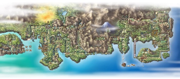Johto (Left) and Kanto (Right) are only separated by the Indigo Plateau Mountain Range