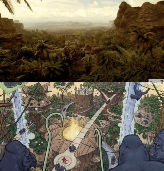 If you look closely, you can see a Gorilla mountain statue in the back